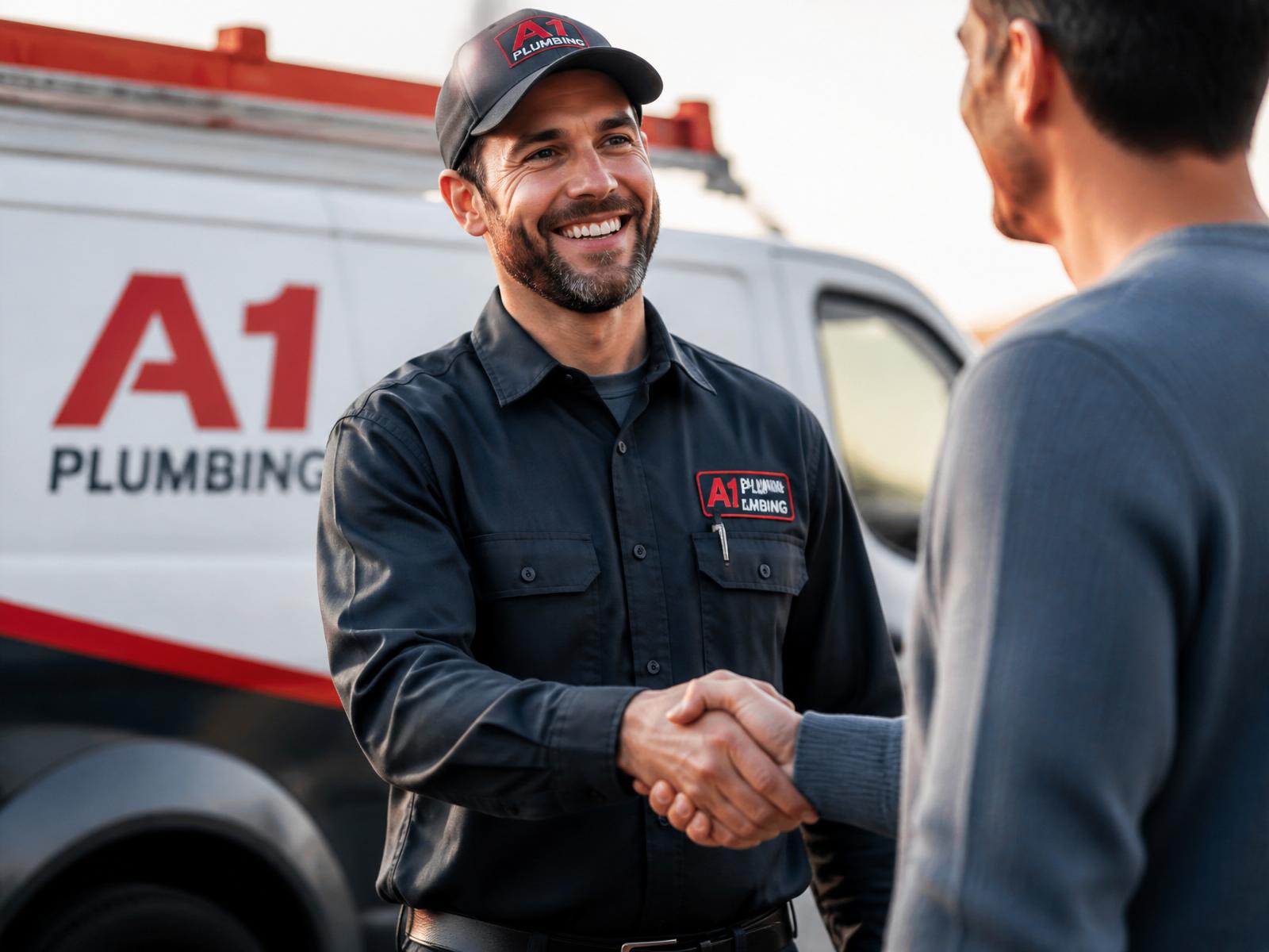 Small business owner shaking hands with a satisfied customer